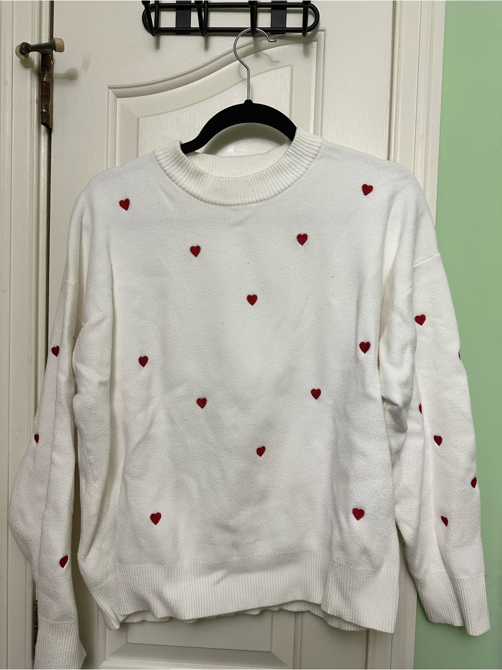 Commense Cream Sweater with Red Heart Embroidery - Picture 2 of 5